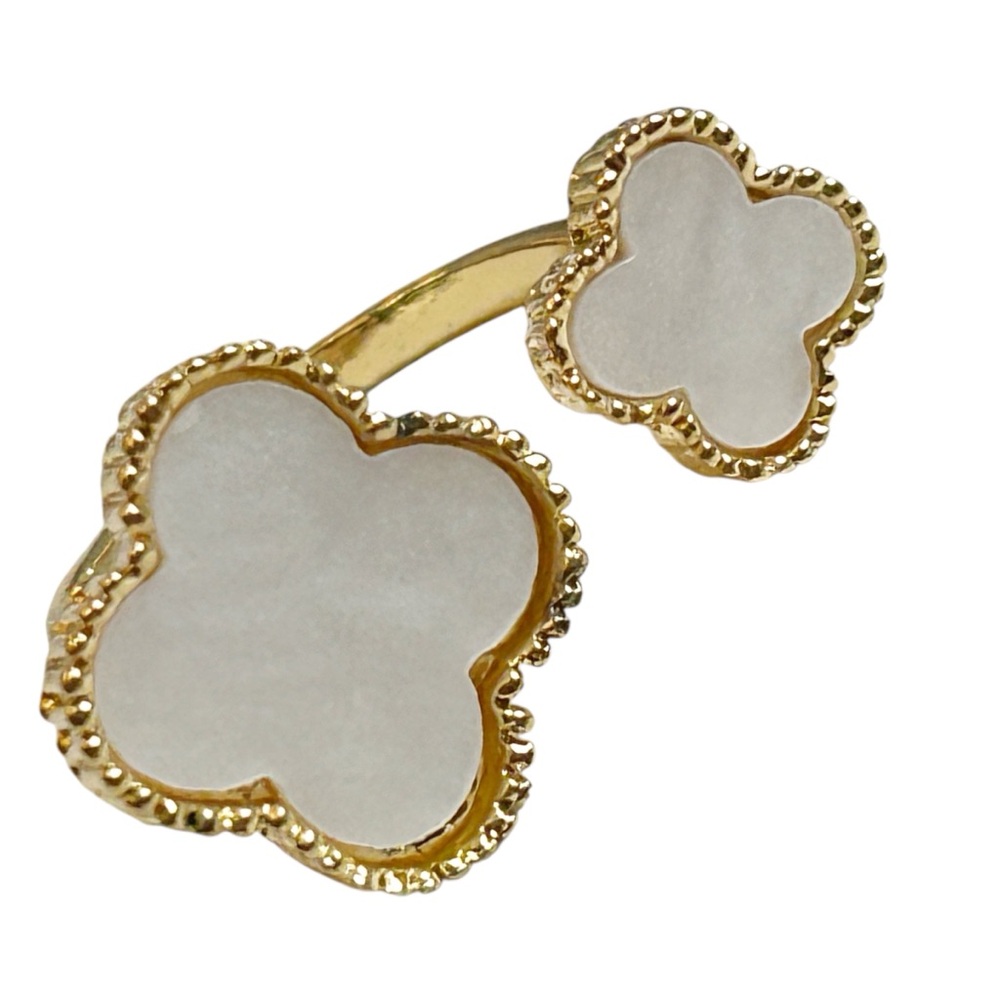 18K GP Designer Inspired Clover Ring White Size 10